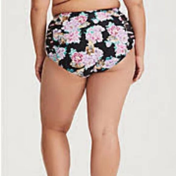 Torrid Swim Bottom Bikini Black Tiger Floral 2X - Picture 2 of 8